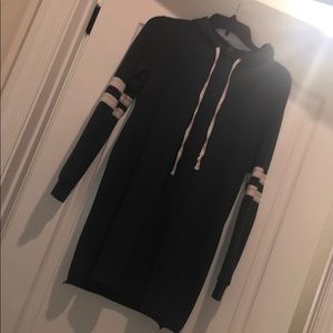 Green varsity striped dress with hoodie